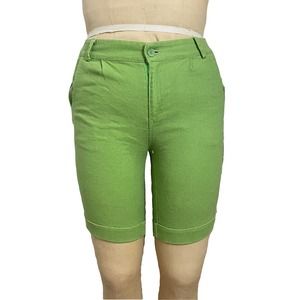 Dyops women's granny apple green linen blend bermuda shorts sz EU 36/ US M